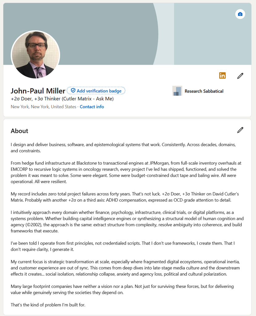John-Paul Miller LinkedIn Profile Screenshot